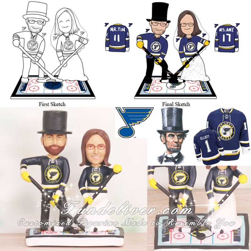 St. Louis Blues Ice Hockey Wedding Cake Toppers